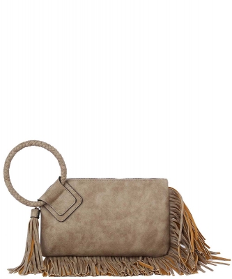 Fringe Cuff Clutch Tassel Wristlet Clutch JY-0378 STONE